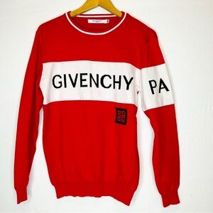 Givenchy Red and White Crewneck Sweater